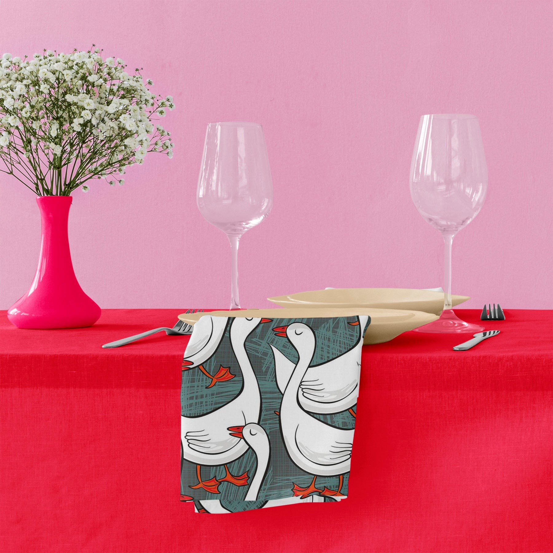 White Gooses Table Napkin