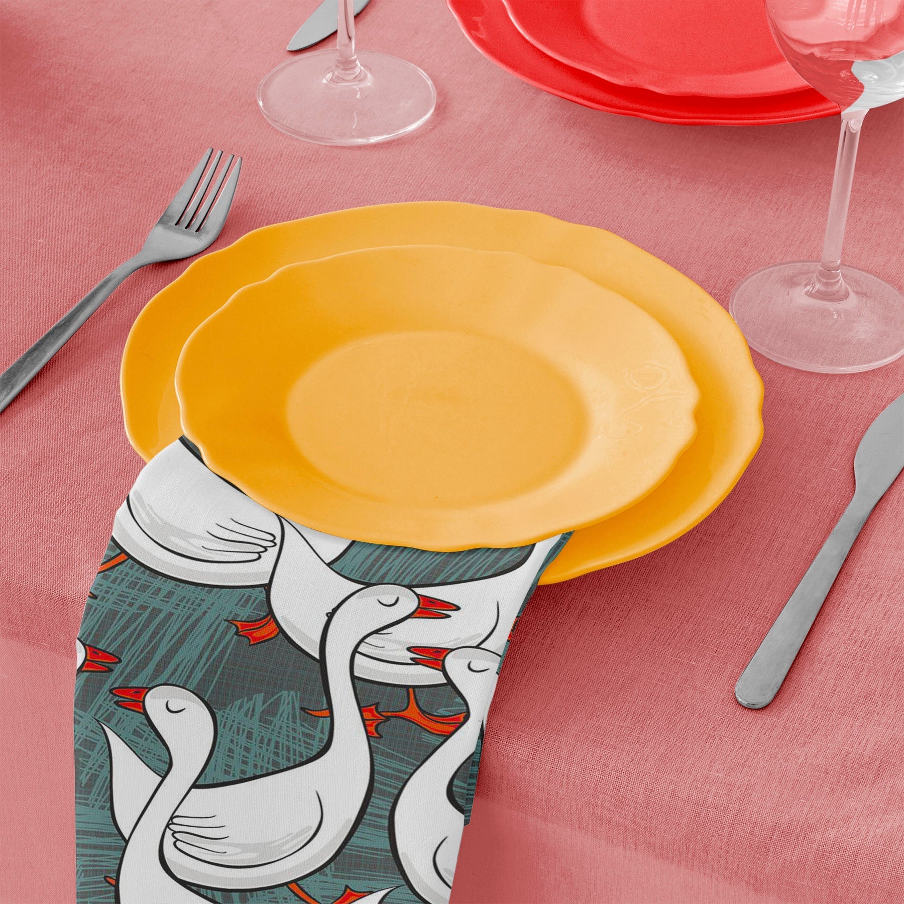 White Gooses Table Napkin