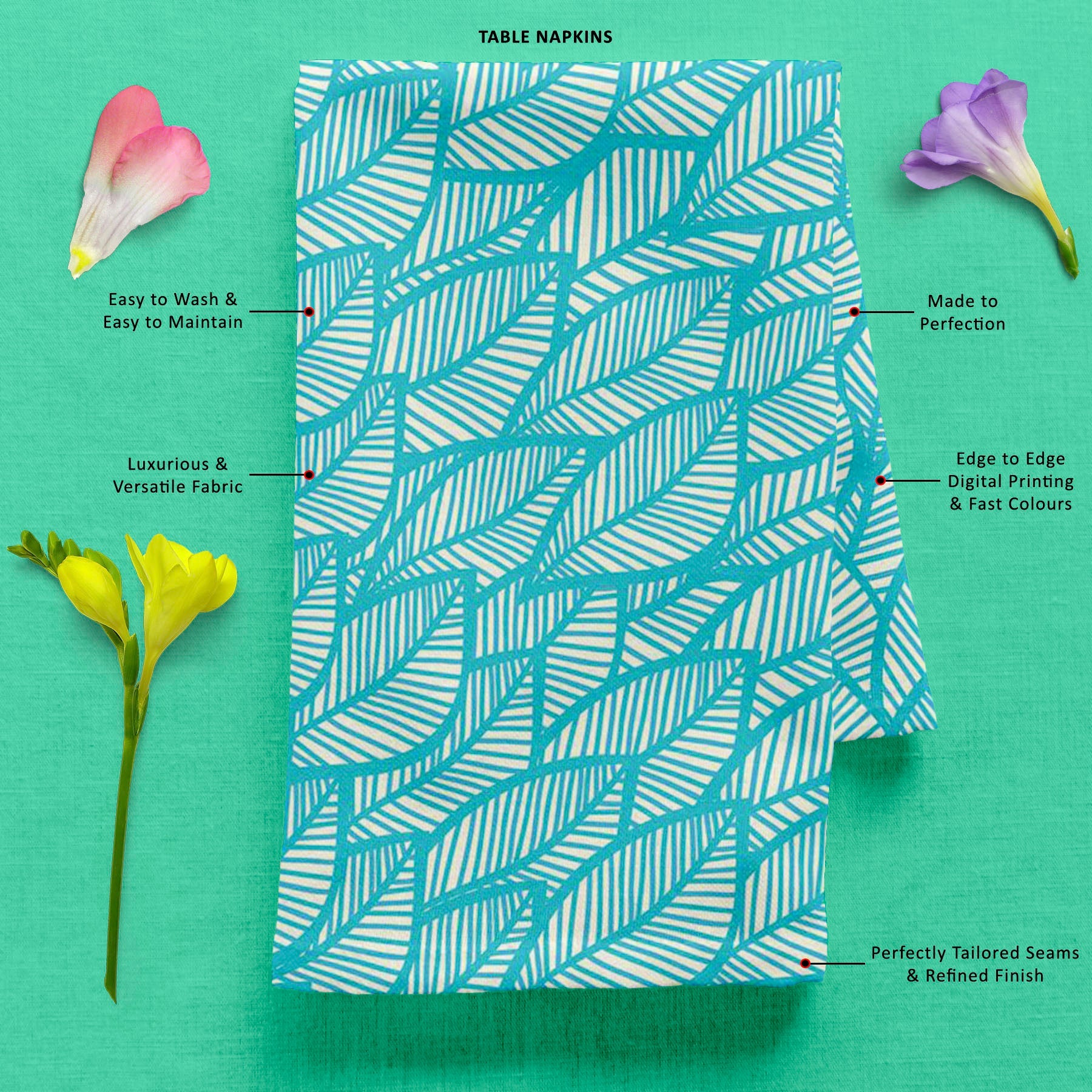 Blue Leaf D1 Table Napkin