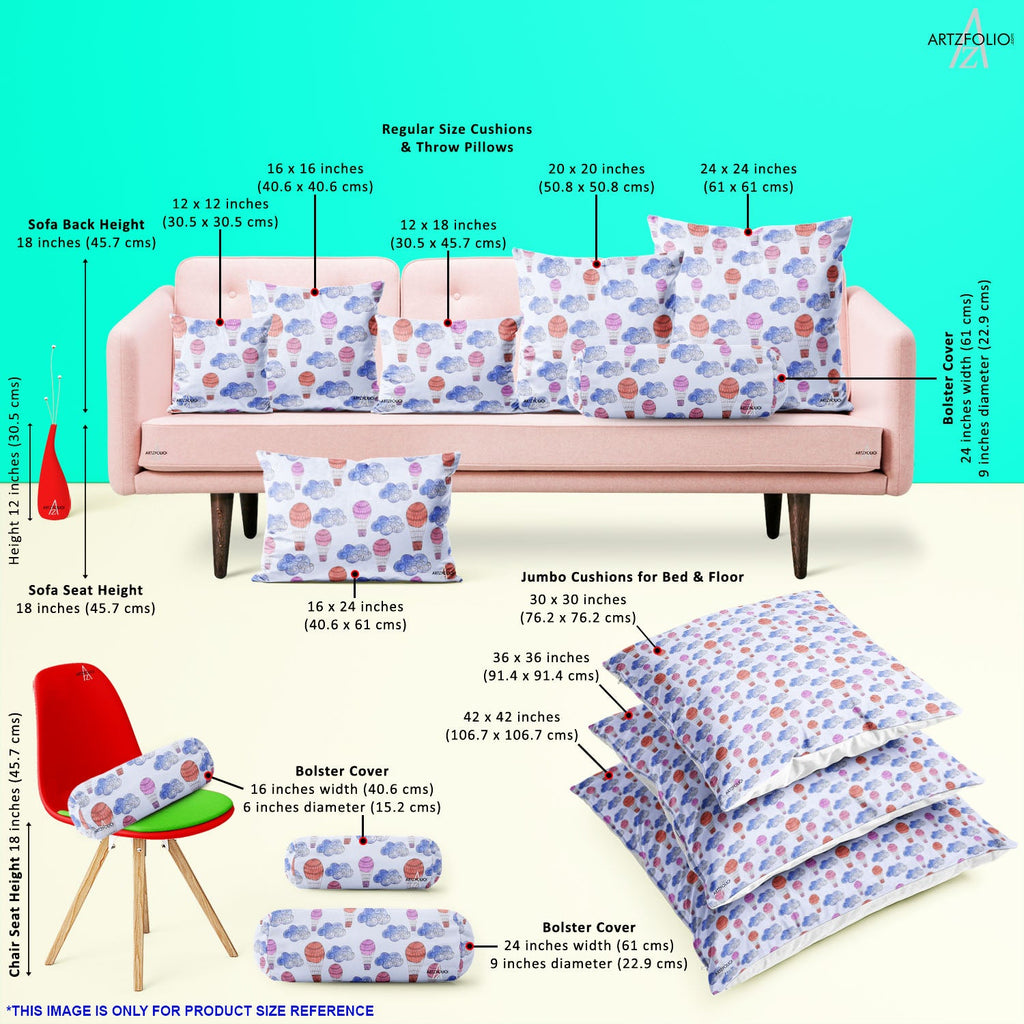 Watercolor Balloons & Clouds D2 Cushion Cover Throw Pillow