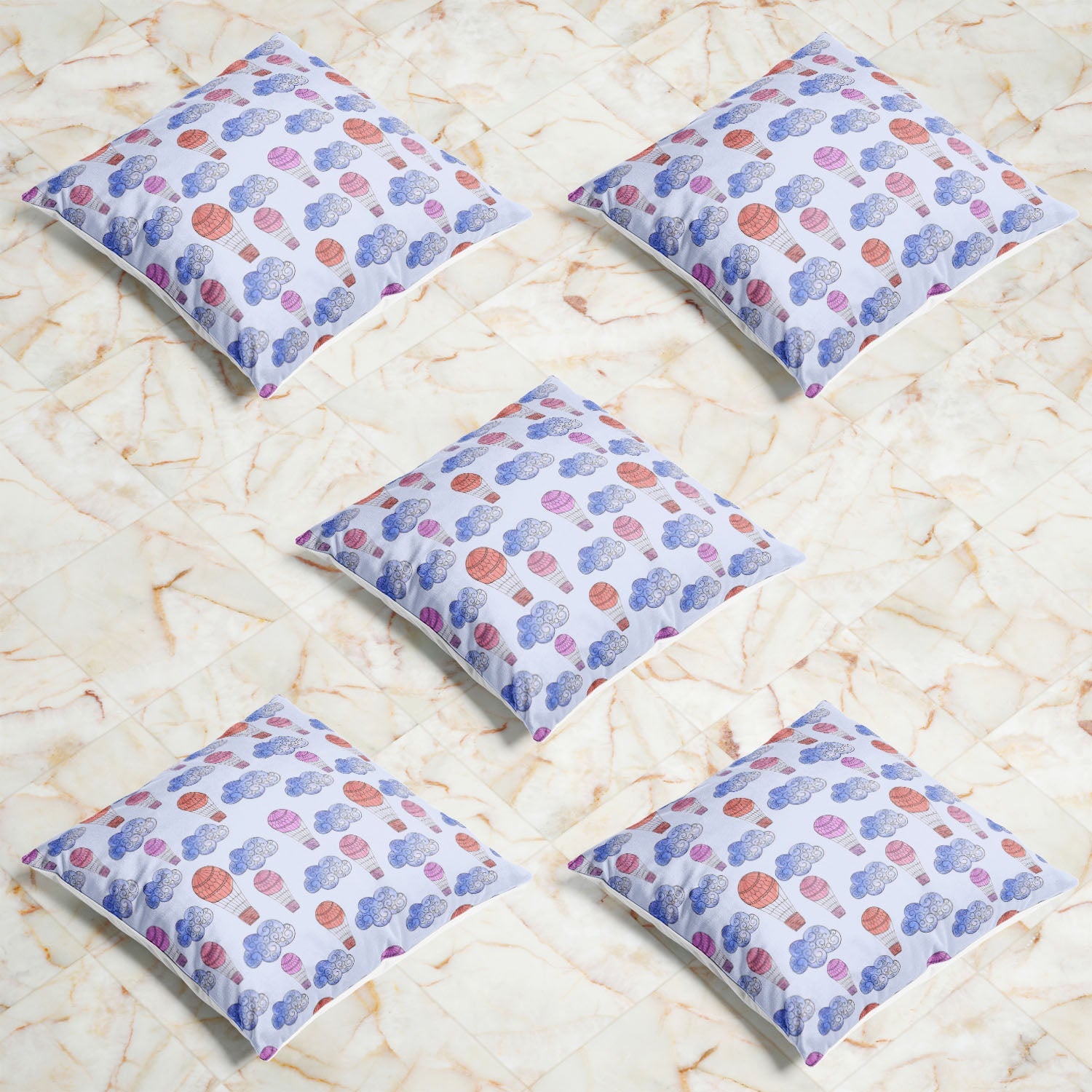 Watercolor Balloons & Clouds D2 Cushion Cover Throw Pillow