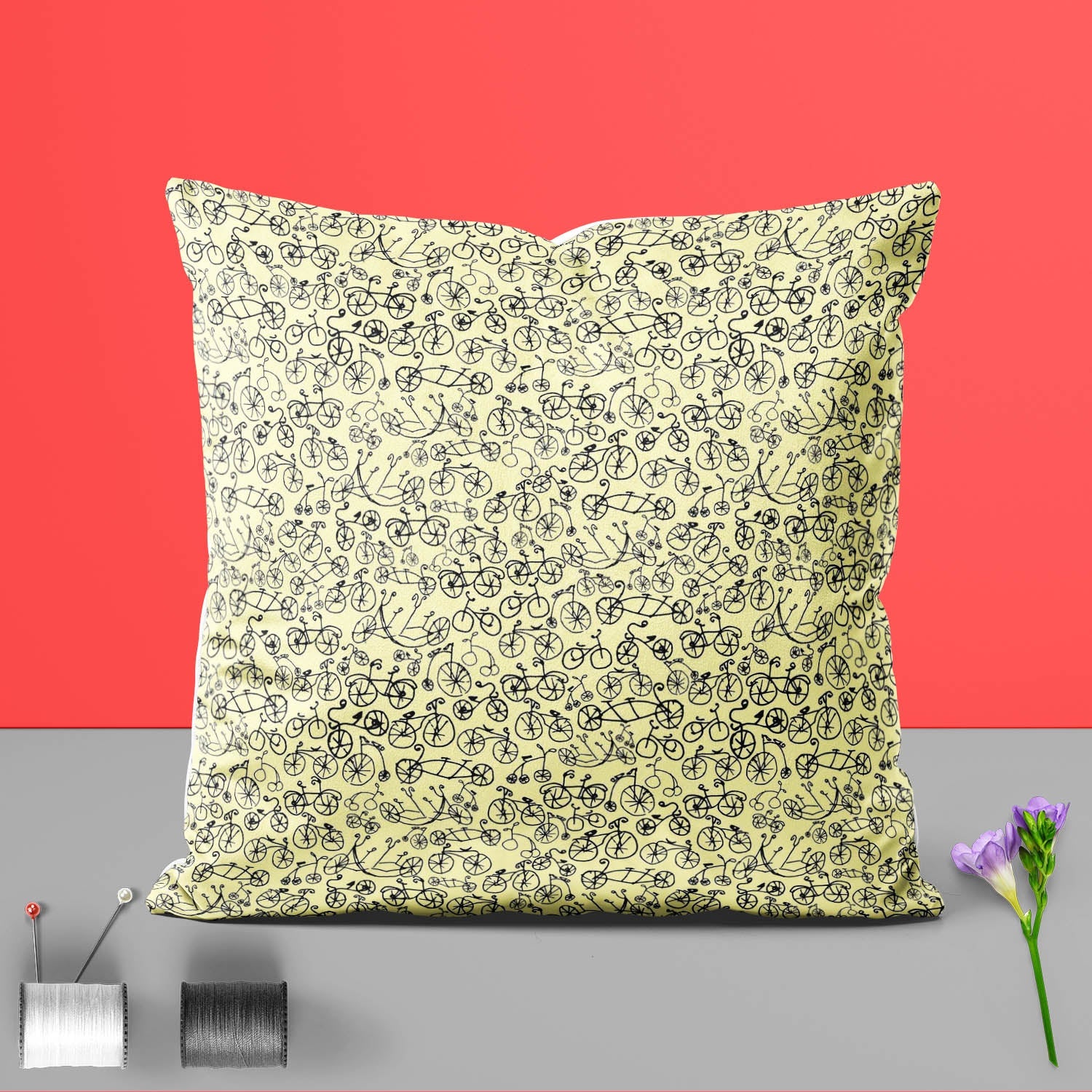 Hand Painted Bikes Cushion Cover Throw Pillow