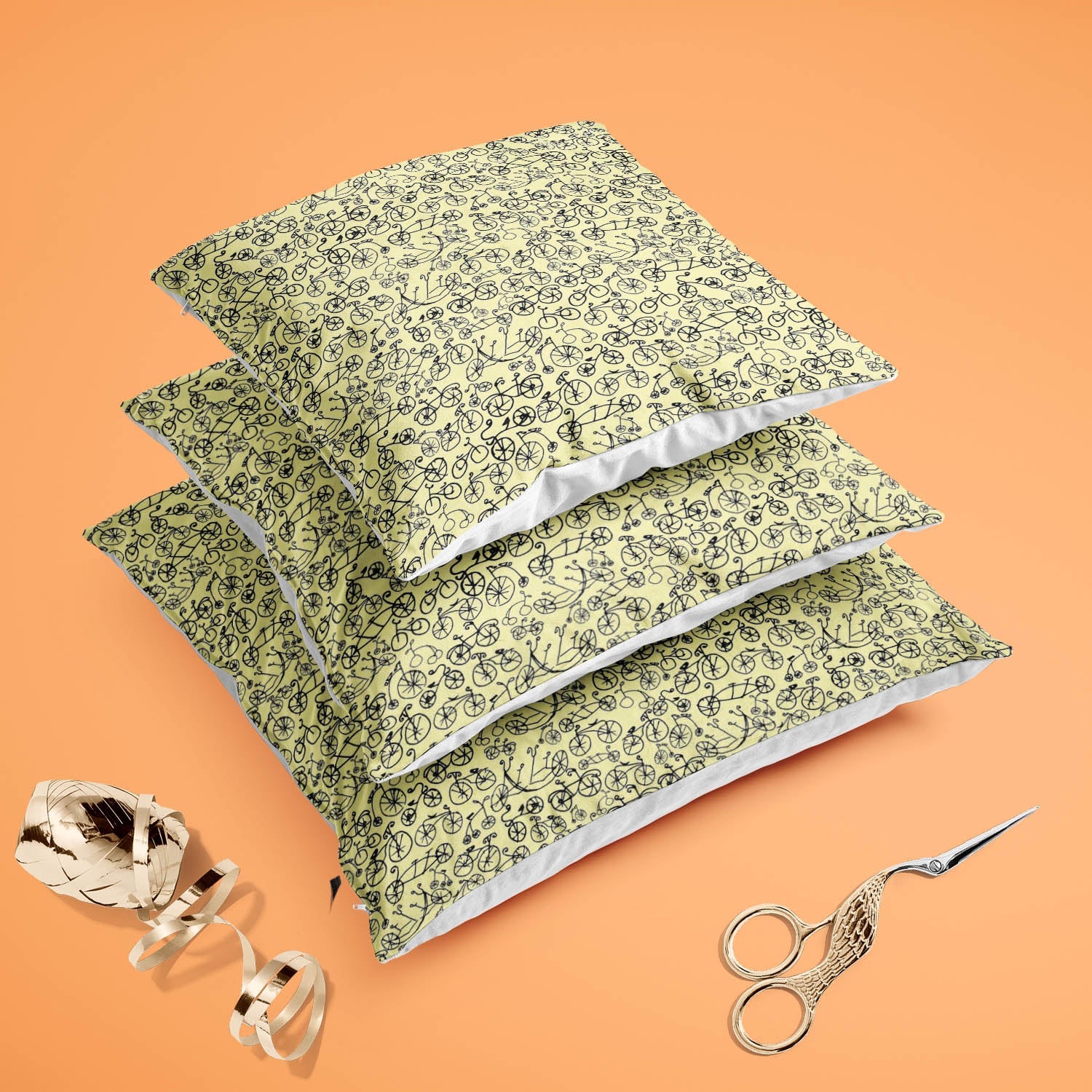 Hand Painted Bikes Cushion Cover Throw Pillow