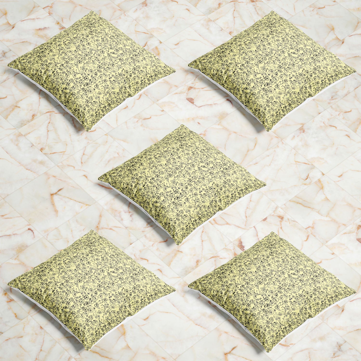 Hand Painted Bikes Cushion Cover Throw Pillow