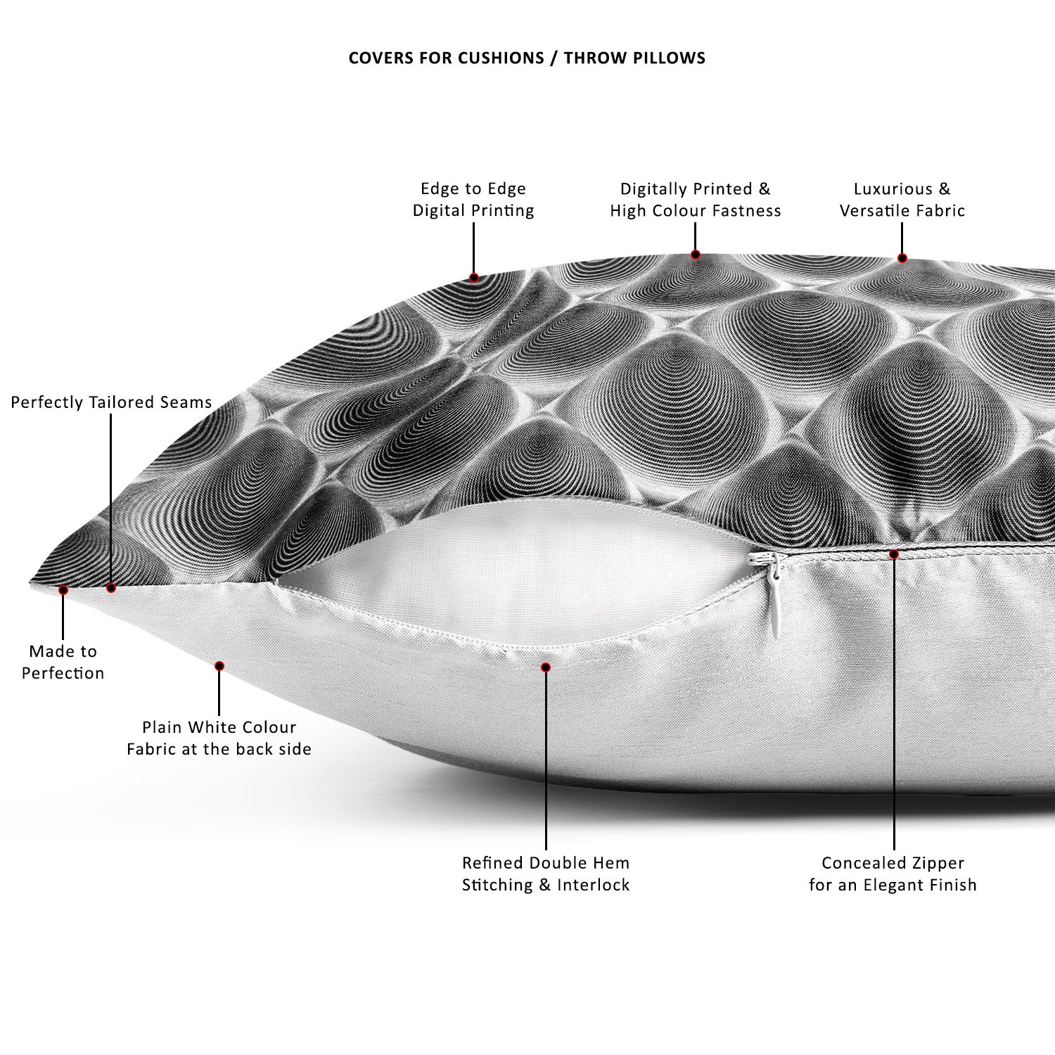 Monochrome Cone Illusion Cushion Cover Throw Pillow