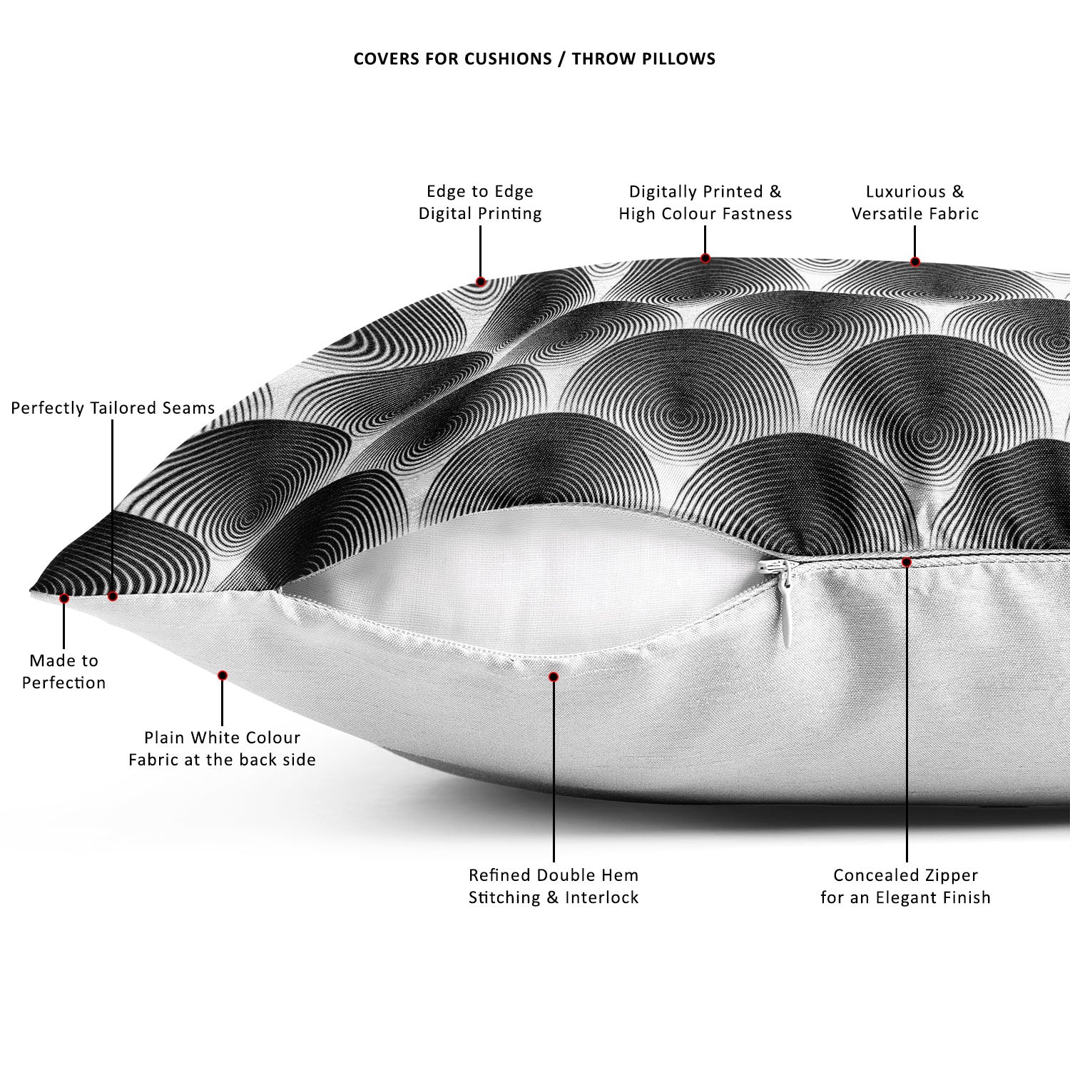 Monochrome Ellipse Cushion Cover Throw Pillow