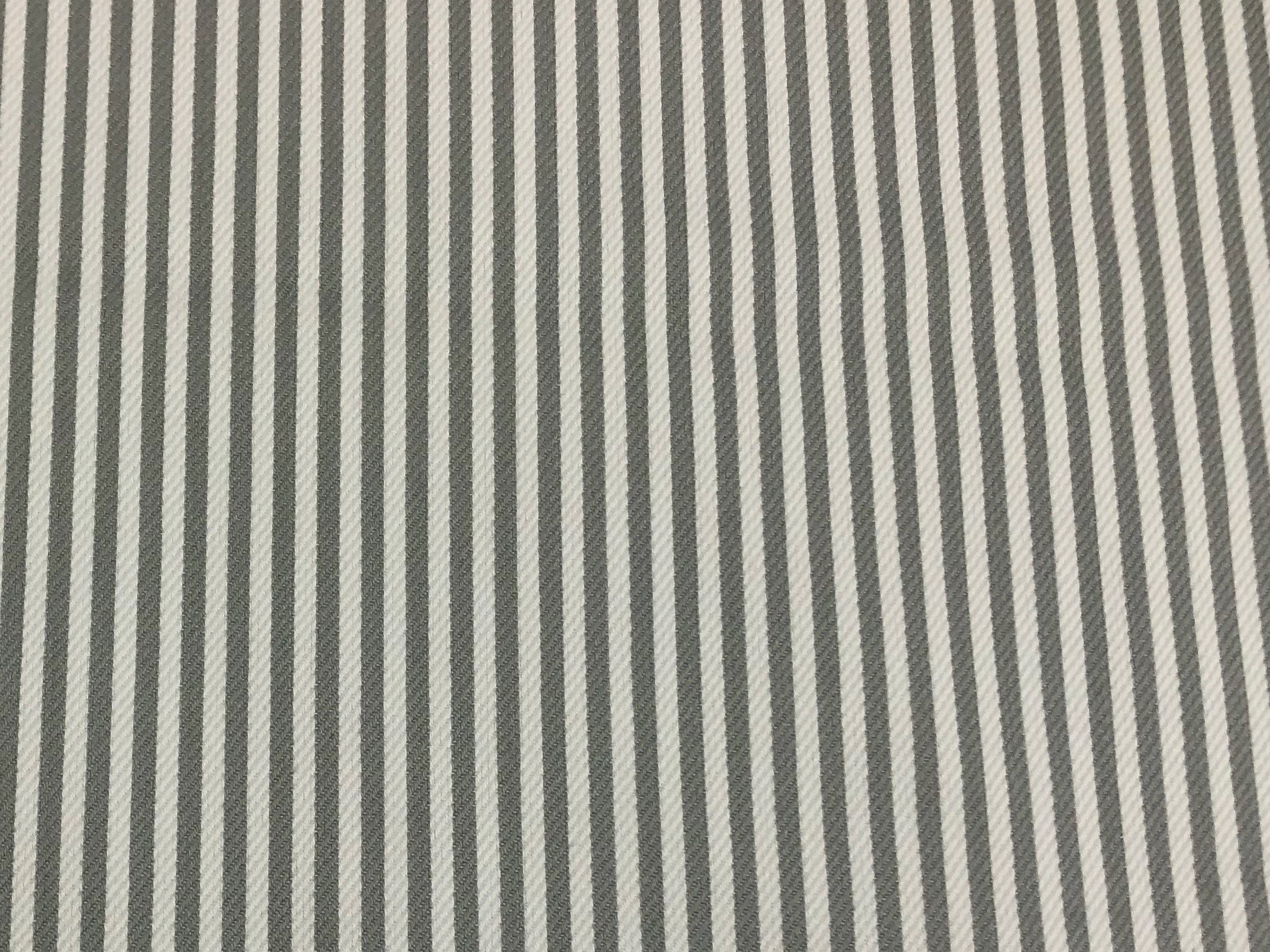 Designer Grey White Water & Stain Resistant Indoor Outdoor Nautical Stripe Upholstery Drapery Fabric