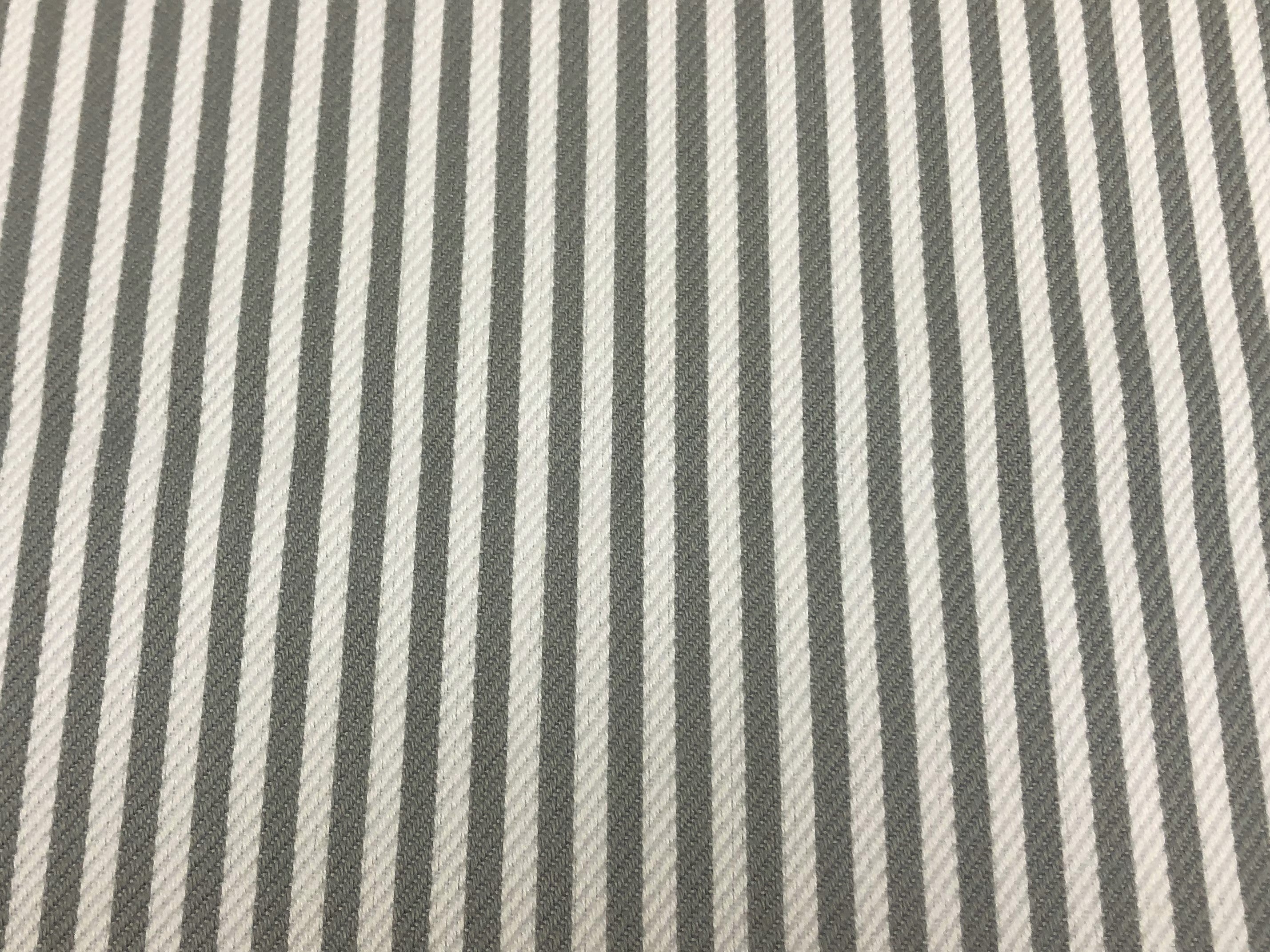Designer Grey White Water & Stain Resistant Indoor Outdoor Nautical Stripe Upholstery Drapery Fabric