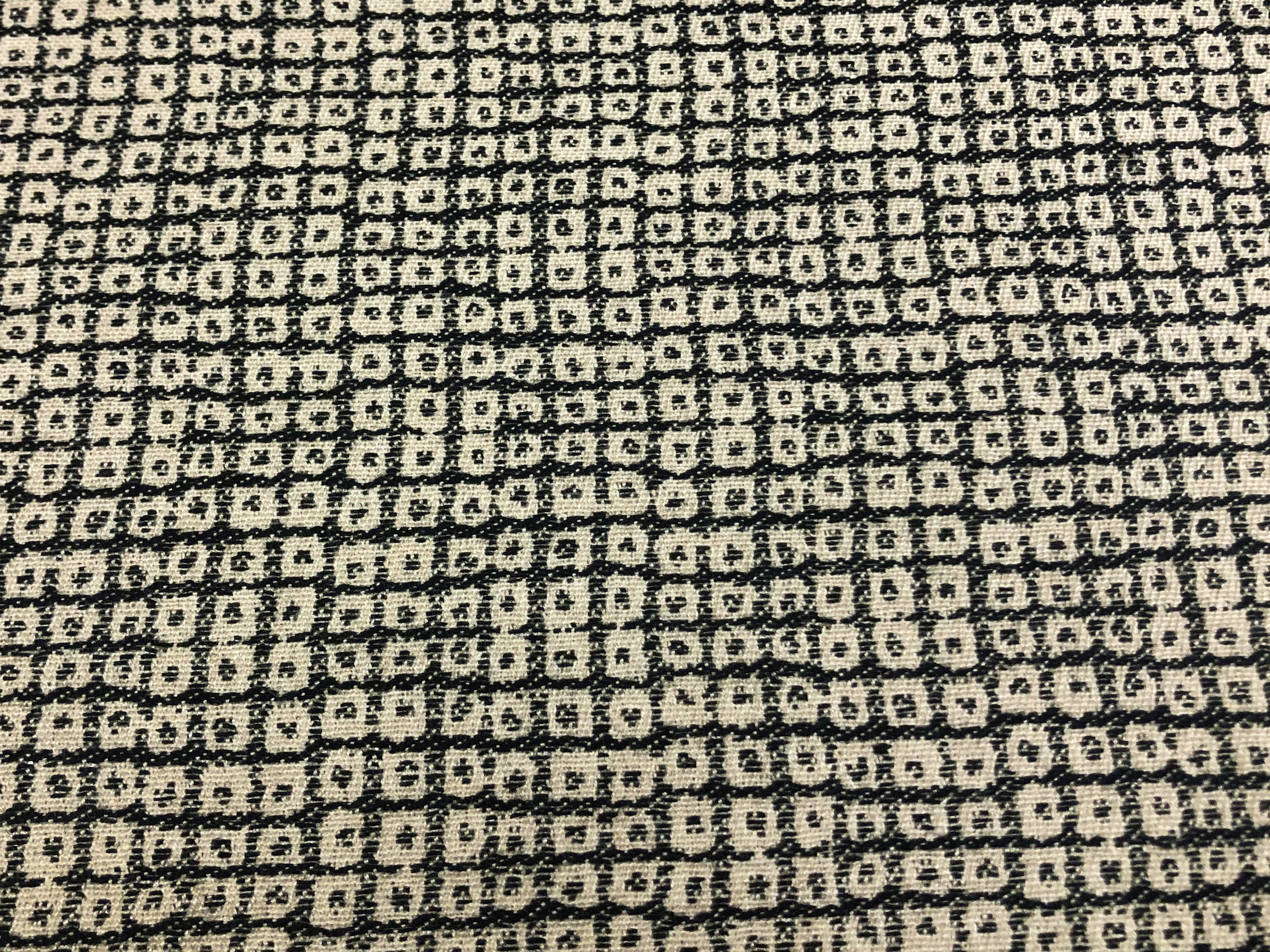 Designer Water & Stain Resistant Solution Dyed Acrylic Black Beige Geometric Abstract Upholstery Drapery Fabric