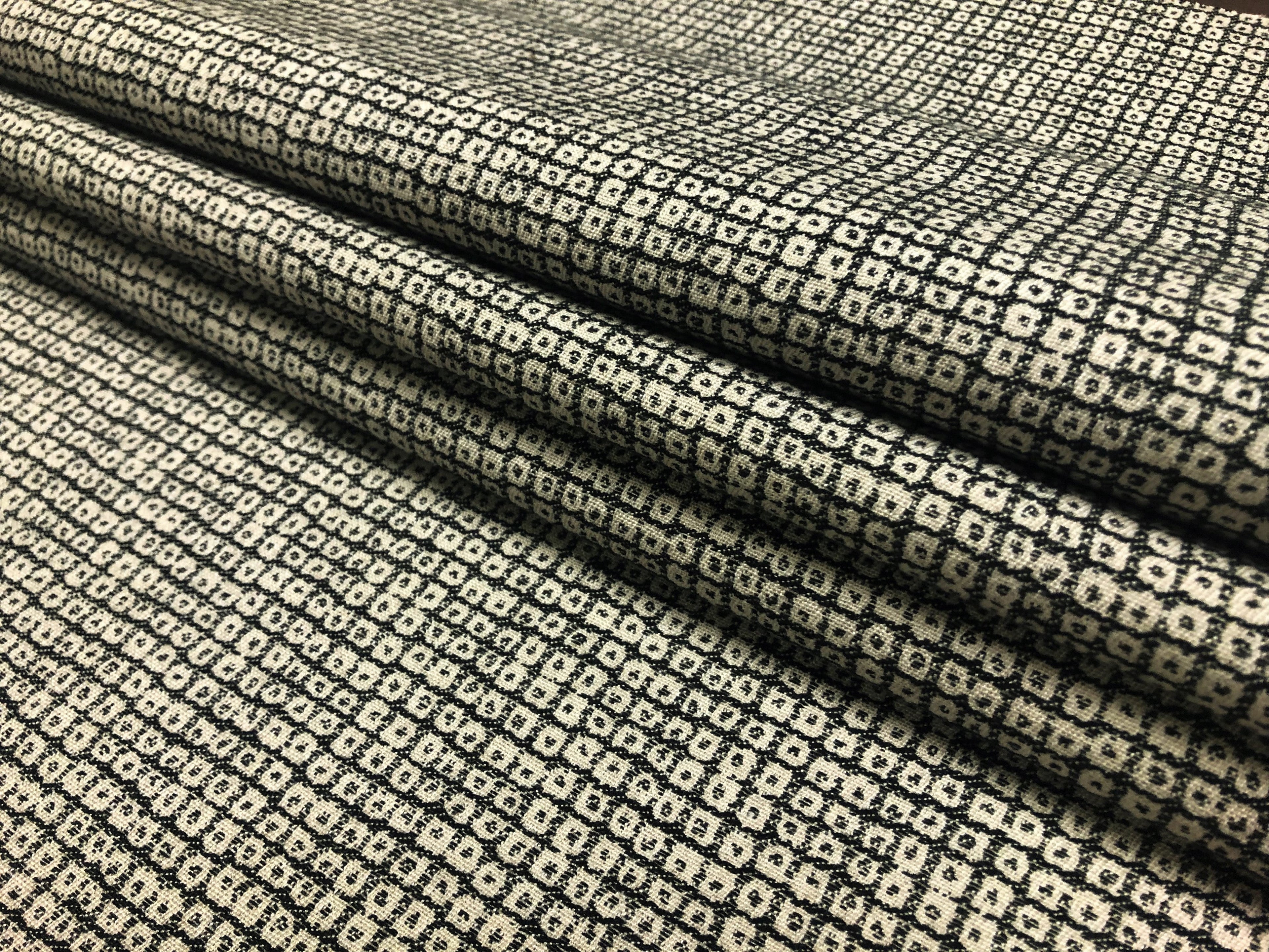 Designer Water & Stain Resistant Solution Dyed Acrylic Black Beige Geometric Abstract Upholstery Drapery Fabric