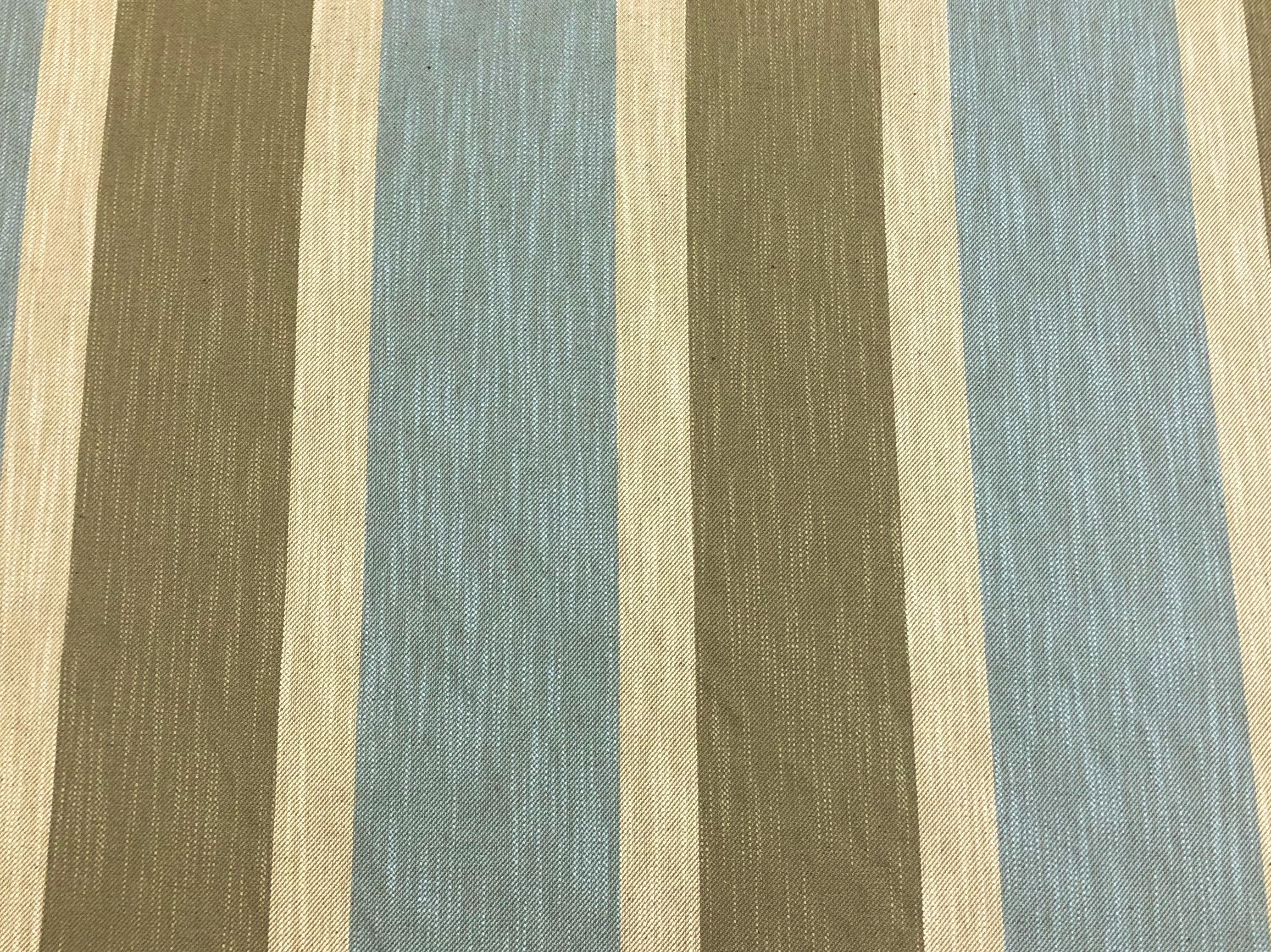 Castel de Maison Rita Cotton Linen Beige Brown Blue Nautical Stripe Upholstery Drapery Fabric