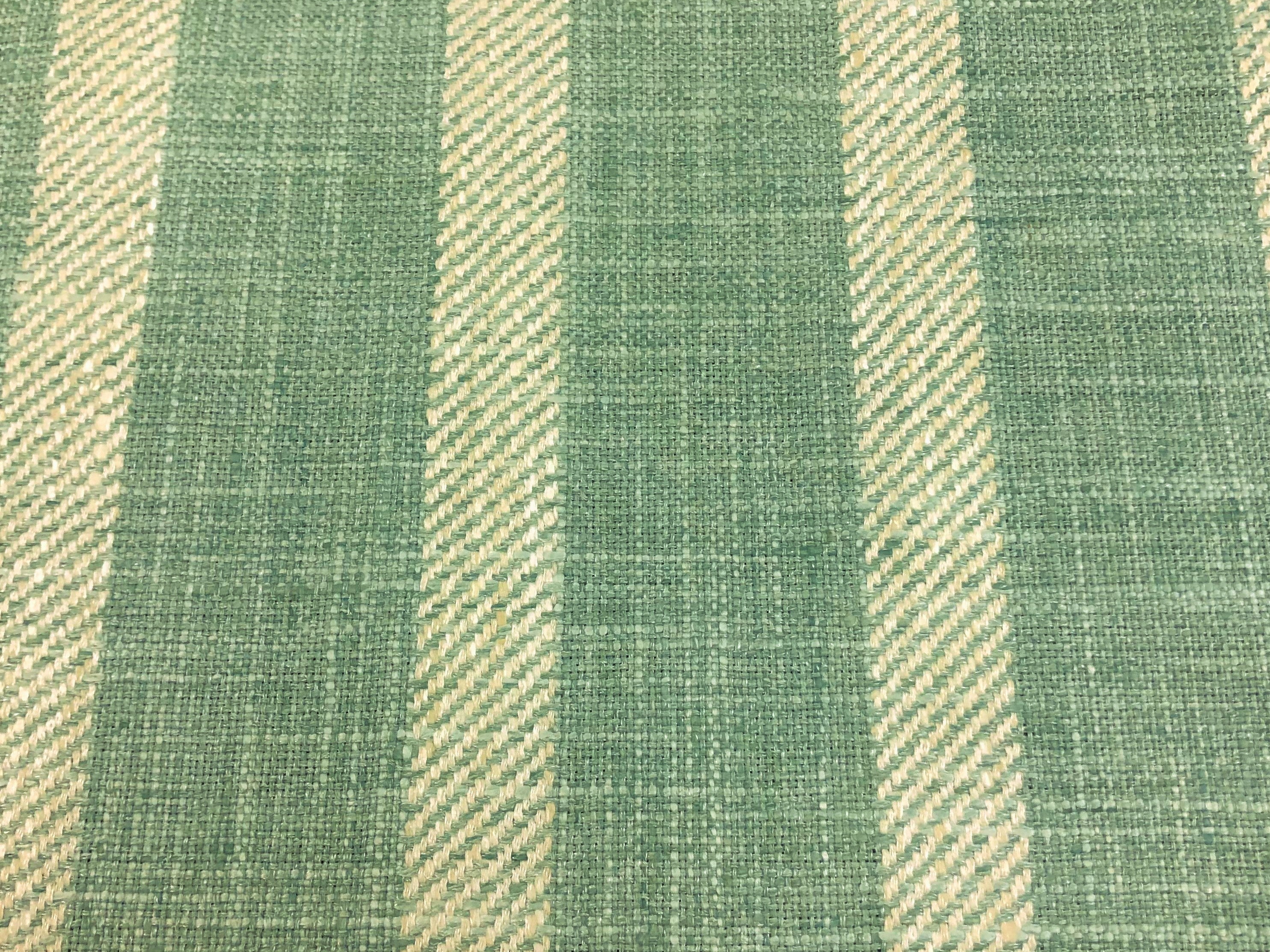 Designer Reversible Pure Linen Seafoam Aqua Green Cream Stripe Upholstery Drapery Fabric