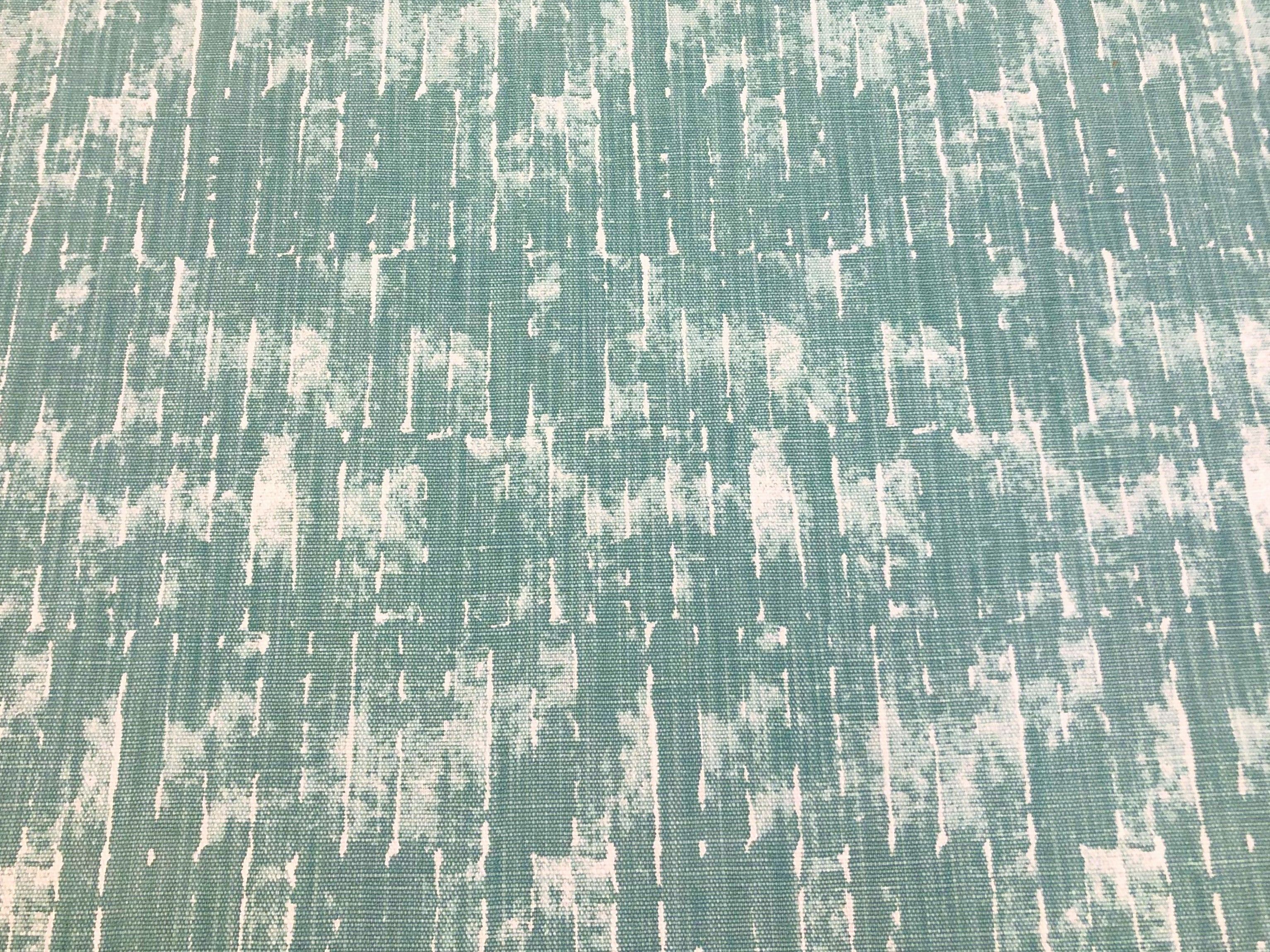 Designer Water & Stain Resistant Linen Cotton Seafoam Green White Abstract Upholstery Drapery Fabric