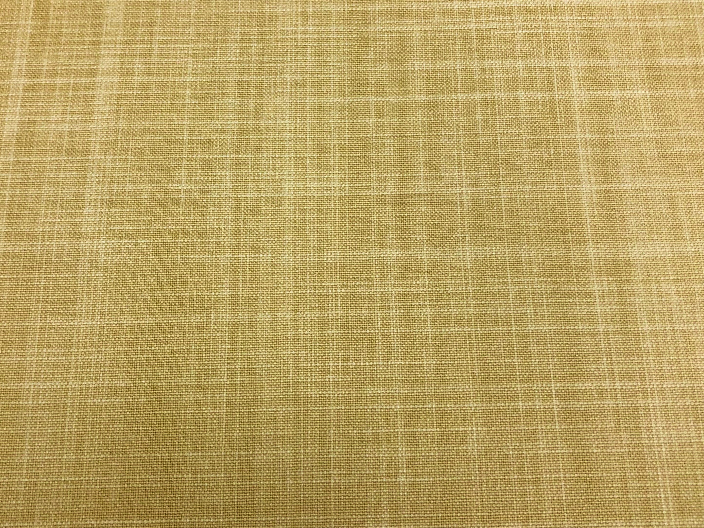 Designer Softened Cotton Linen Honey Mustard Textured MCM Mid Century Modern Upholstery Drapery Fabric