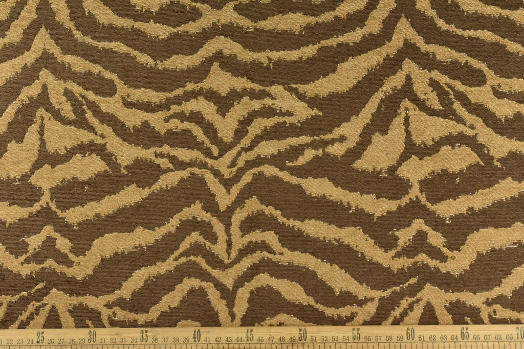 Vintage Tiger Animal Skin Textured Chenille Jacquard Upholstery Fabric For Chair Cushion|Brown Chenille Wild Animal Fabric