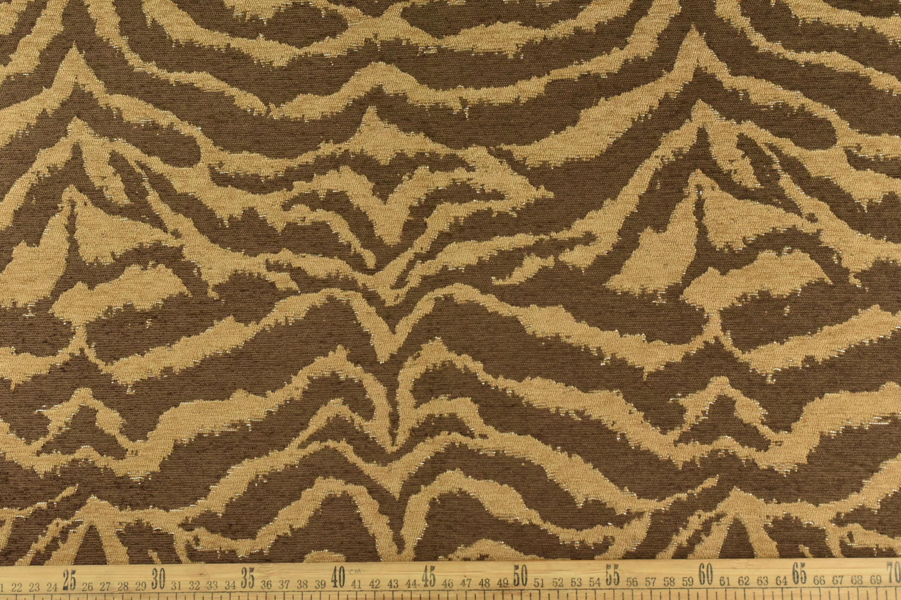 Vintage Tiger Animal Skin Textured Chenille Jacquard Upholstery Fabric For Chair Cushion|Brown Chenille Wild Animal Fabric